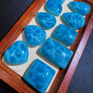 天然收藏级深艳蓝龟背纹海纹石吊坠天蓝色水晶项链拉利玛挂饰女