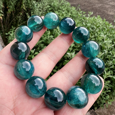 蓝绿晶手链串冰透猫眼双色蓝晶石