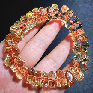天然巴西老矿黄水晶随型手链碎银子款 随形橘黄碎石珠手工DIY设计