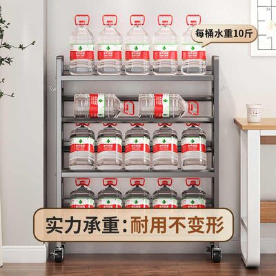 书架落地置物架带轮一体靠墙移动儿童书本简易多层铁艺储物收纳柜