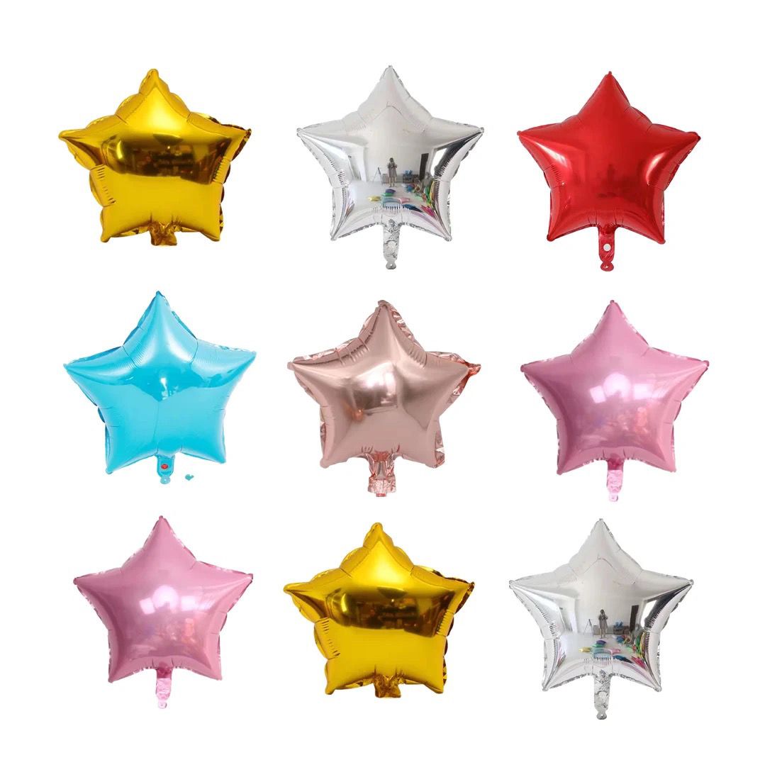 五角星铝膜气球四角星爱心气球铝膜气球纯色铝箔结婚布置装饰气球