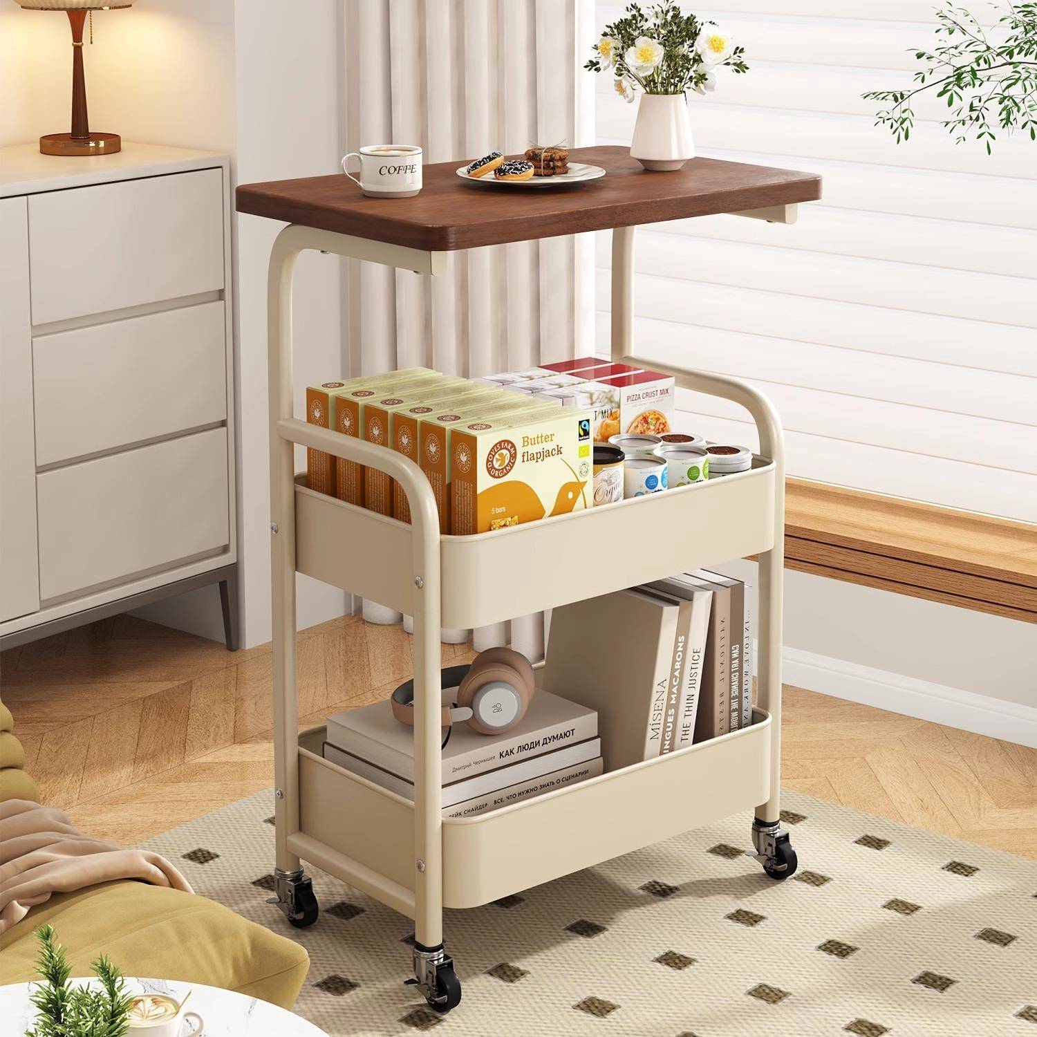 可移动茶几小推车沙发边几床边置物架高茶几桌子客厅零食床头柜子