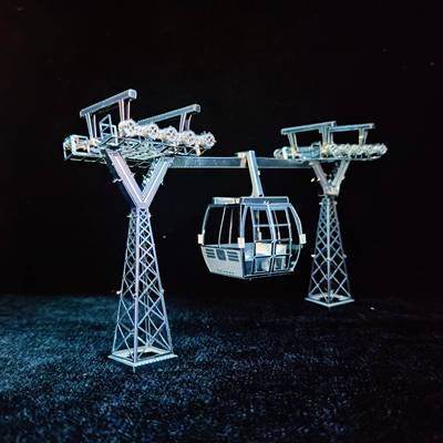 高架缆车索道 diy拼图手工3d立体成人拼装金属模型玩具礼物小摆件
