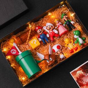 超级玛利欧奥耀西模型公仔玛利欧模型儿童玩具蛋糕烘焙装饰摆饰礼