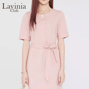 拉维妮娅春夏新品 Lavinia 基础款 简约连衣裙女中长粉色L203LQ75S