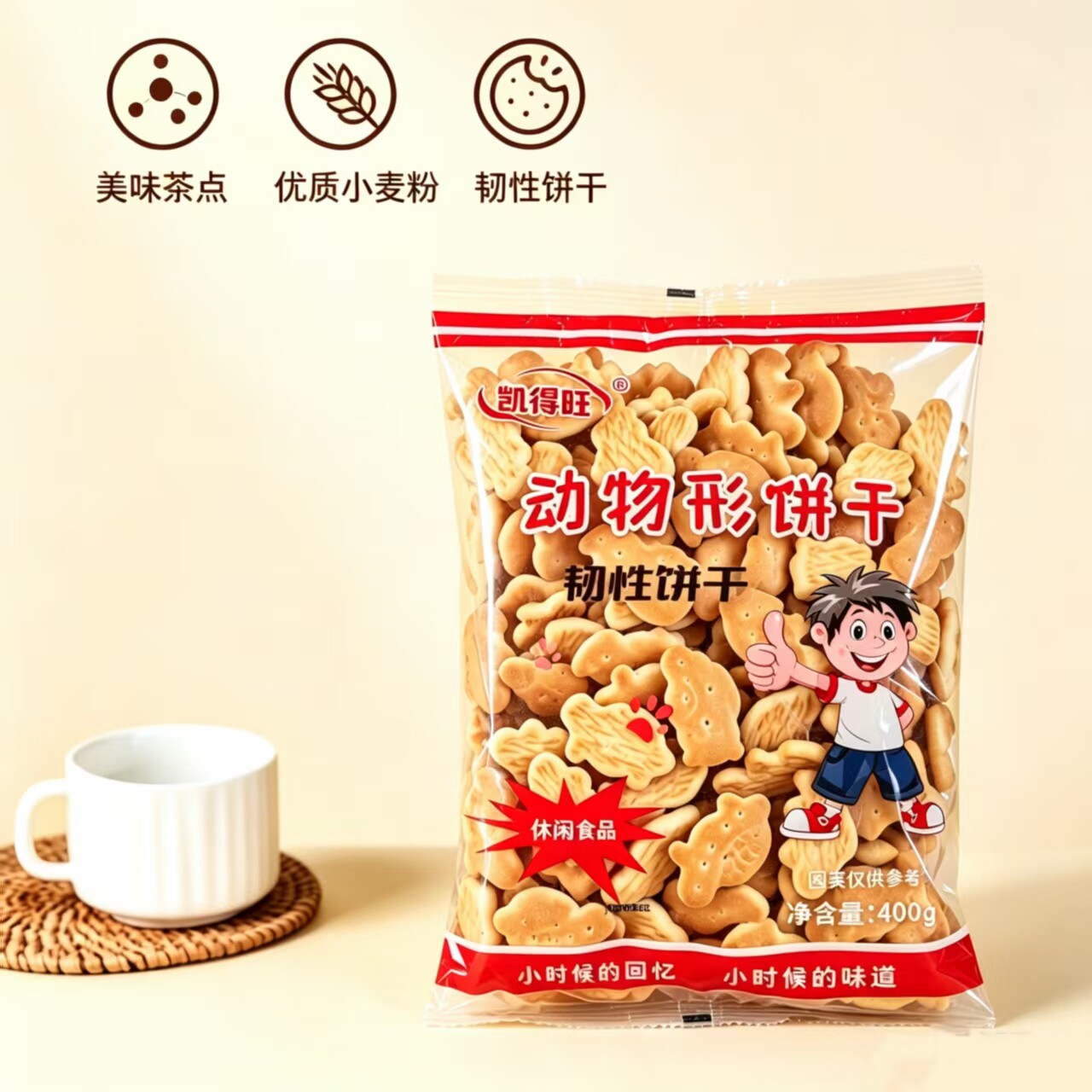 可爱卡通动物造型饼干酥香可口早餐下午茶点心童年怀旧零食大袋