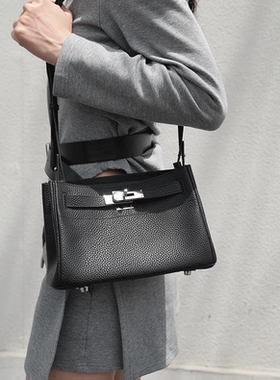 HXXXXS小众设计复古单肩腋下包新款头层牛皮百搭时尚通勤手提包