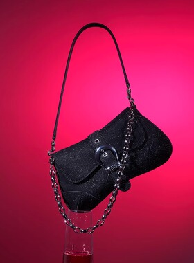 HXXXXS新款蝴蝶腋下包女原创小众设计款细闪单肩链条小包女