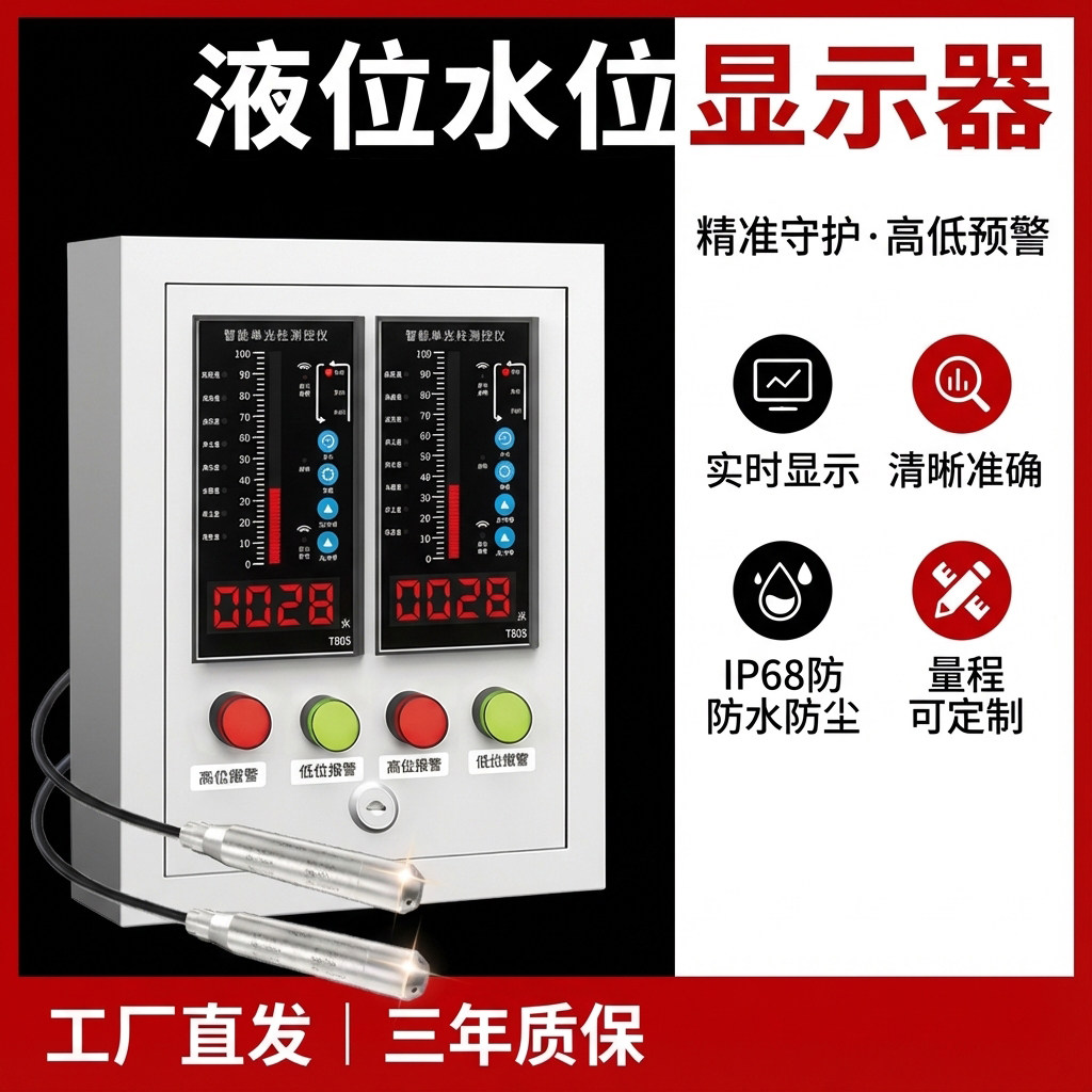 液位水位显示器仪探头电子消防水池液位计投入式液位传感器报警器,五金/工具,液位计,淘宝优惠券,粉丝福利购,淘宝优惠卷