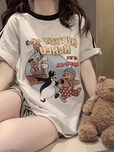 日系卡通可爱学生睡衣女款夏季纯棉薄款短袖短裤甜美家居服两件套