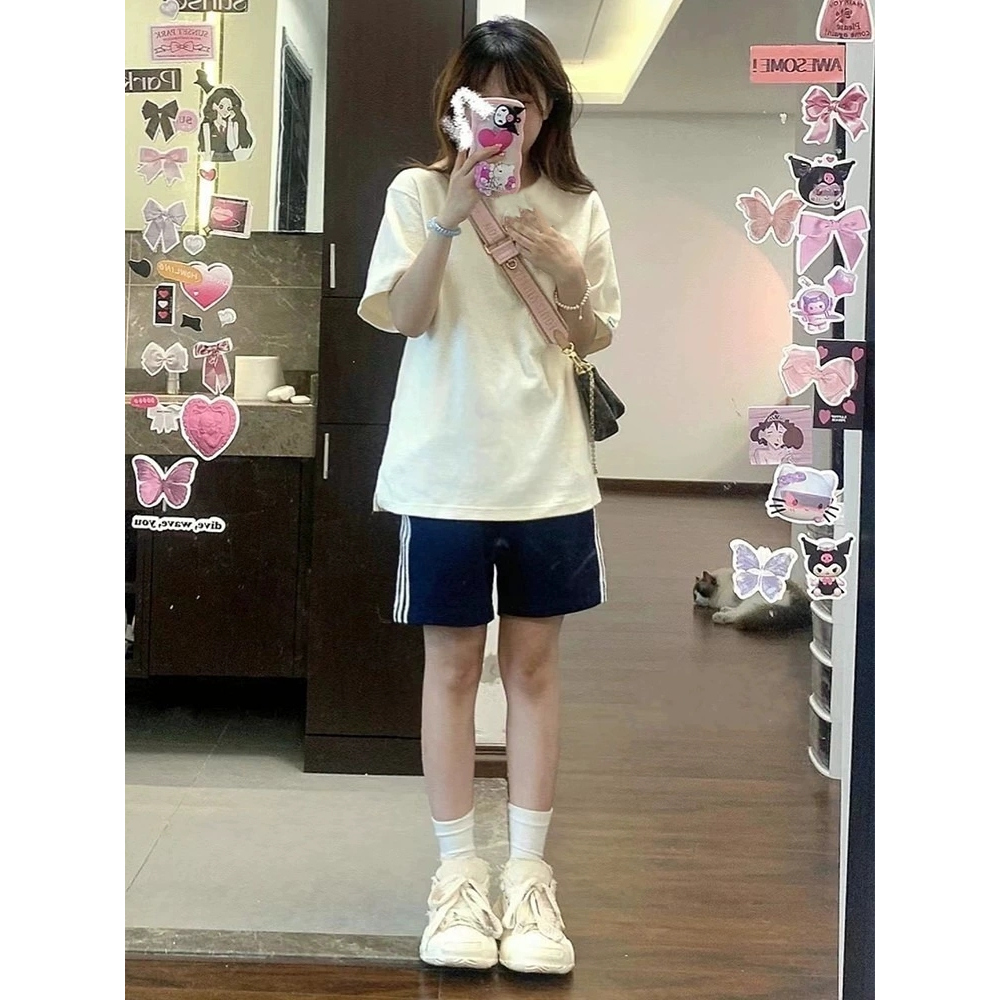 少女睡衣女款2025新款夏纯棉短袖家居服套装外穿夏五分运动裤套装