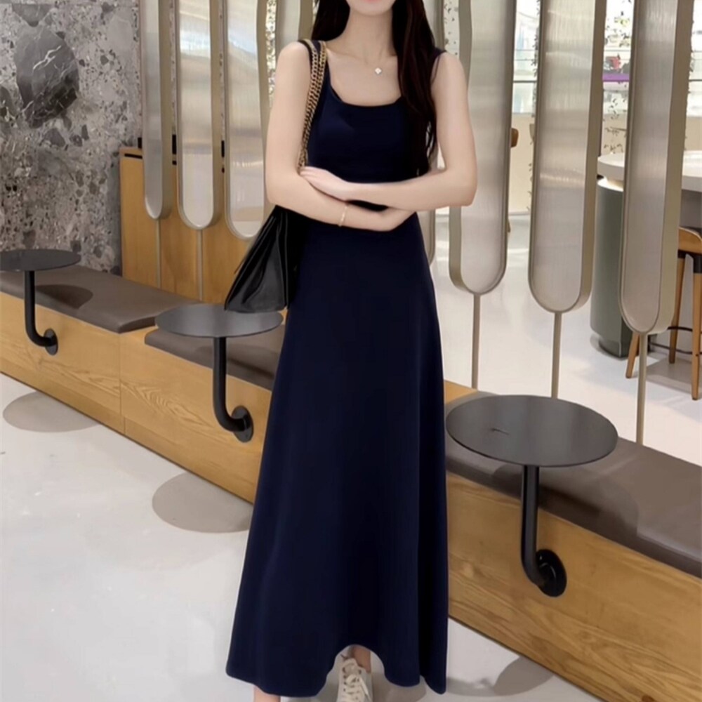 无袖背心睡裙女夏季薄款长款到脚踝超长款连衣裙纯棉修身家居服裙图片