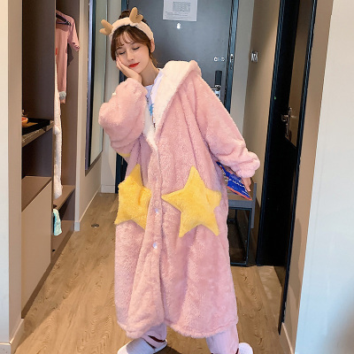 睡裙珊瑚绒加厚长款宽松大码浴袍