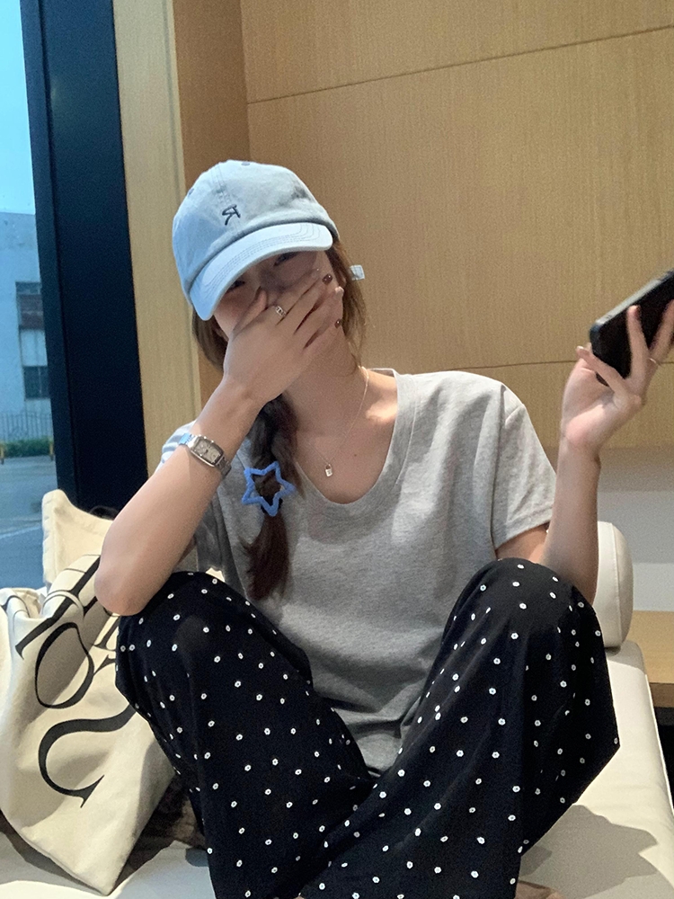 纯棉睡衣女夏季短袖长裤套装春秋款可外穿薄款休闲简约夏天家居服