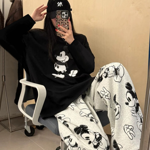 甜美可爱长袖 2025新款 家居服 春秋季 日系可爱米奇卡通纯棉睡衣女款