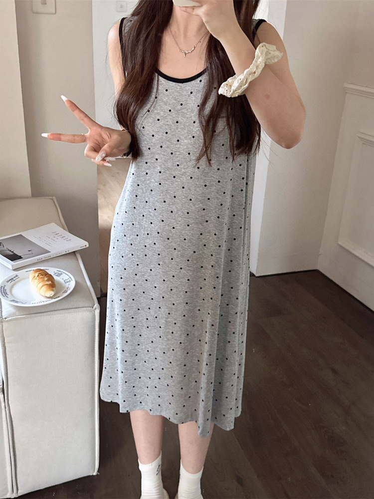 韩版休闲睡衣女夏季无袖背心睡裙韩系性感学生宽松家居服连衣裙女
