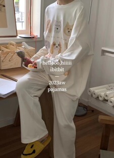 冬天德绒睡衣女士2023年新款 家居服 可爱卡通简约休闲宽松学生套装