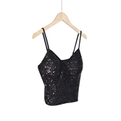 意大利单 带胸垫 亮片吊带背心女内搭文胸重工亮闪闪性感辣妹上衣
