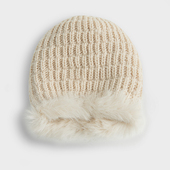 Classy key新加坡设计师联名款 加厚皮草保暖毛线针织帽兔毛帽子女