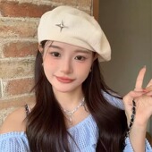 Classy key新加坡设计师联名款 针织贝雷帽大头围画家帽网红帽子女