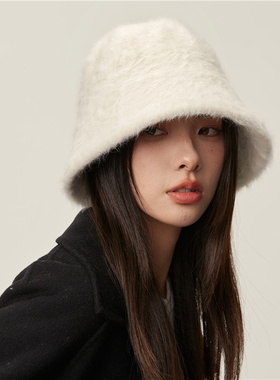 Classy key新加坡设计师联名款赵璐思同款渔夫帽女冬白色针织帽