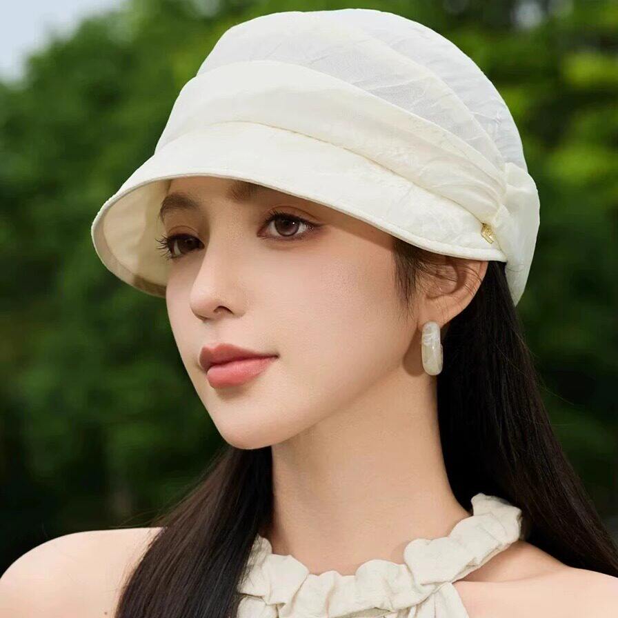 Classy key新加坡设计师联名款褶皱马术帽网纱鸭舌帽显脸小防晒帽