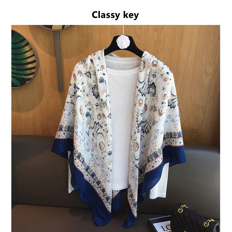 Classy key新加坡设计师联名款碎花围巾两用披肩民族风防晒