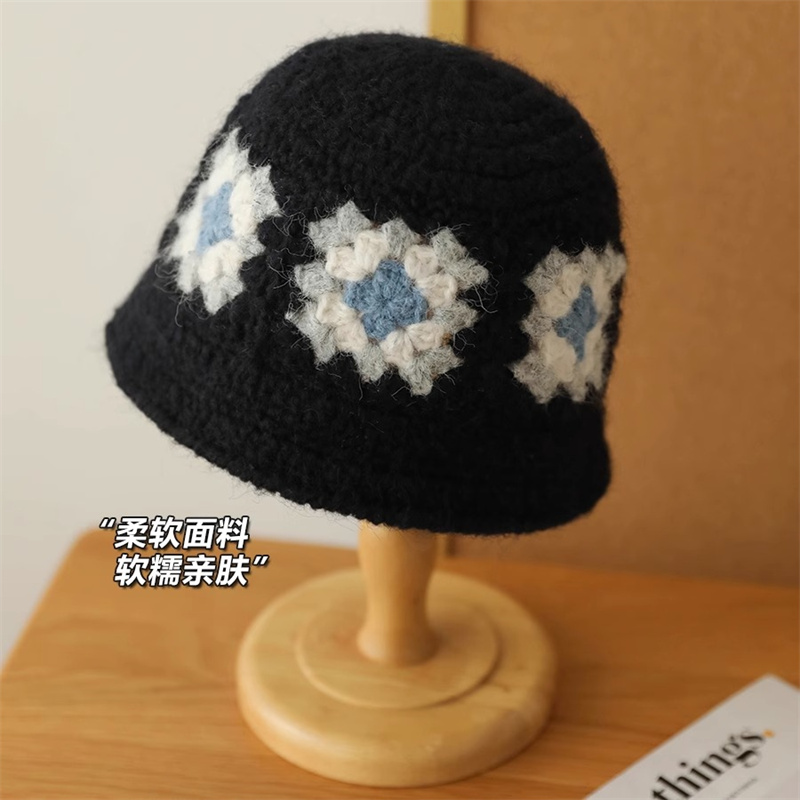 Classykey毛线帽祖母格渔夫帽子