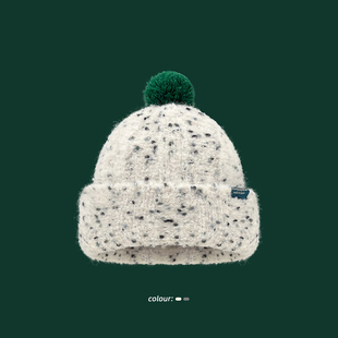 Classy key新加坡设计师联名款雪花点点毛圈针织帽显脸小套头冷帽