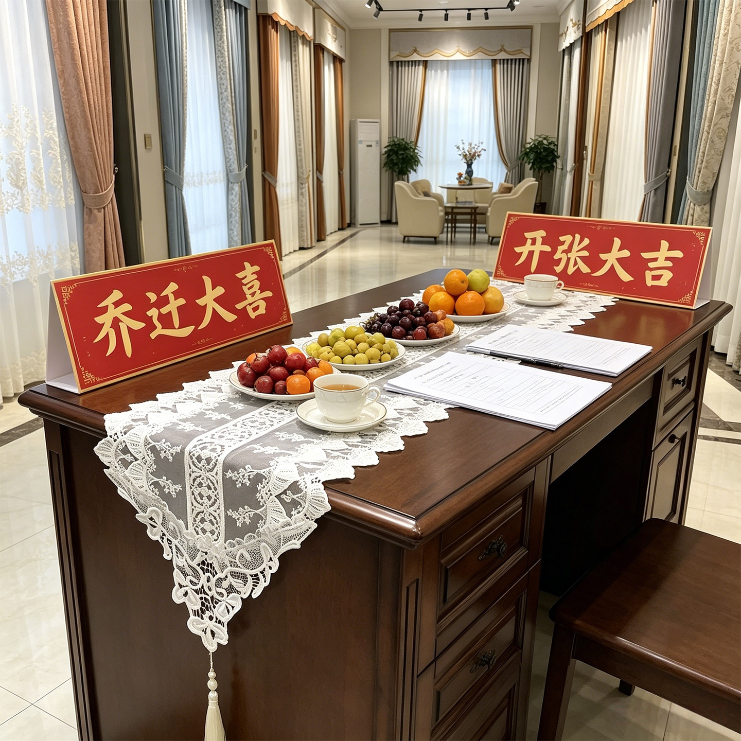 窗帘店旗开得胜寓意签单桌桌旗