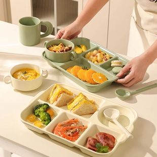分格餐盘盘子高级感大人减肥专用家用一人食餐具陶瓷早餐盘快餐盘