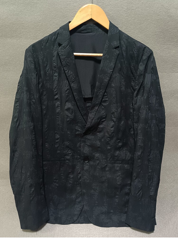 炸街3D数码印超薄迷彩便西免烫男春商务休闲西服男士外套痞修身潮