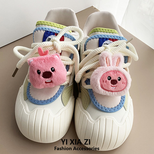 网红小海狸鞋面装饰别针可爱毛绒胸针玩偶卡通兔兔衣服包包装饰品