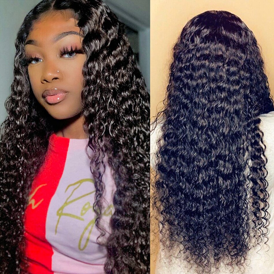 Deep Wave Human Hair Front Lace Wigs4X4前蕾丝真人发假发|ruв категории кондиционер для волос/парик, парик, весь парик - от Buy2taobao.com для оказания профессиональной услуги покупки агента Taobao
