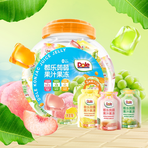dole都乐蒟蒻果汁混合口味含真实果汁益生菌维生素零食1020g/罐