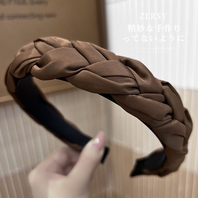 Zersy发箍缎面气质宽边麻花头饰