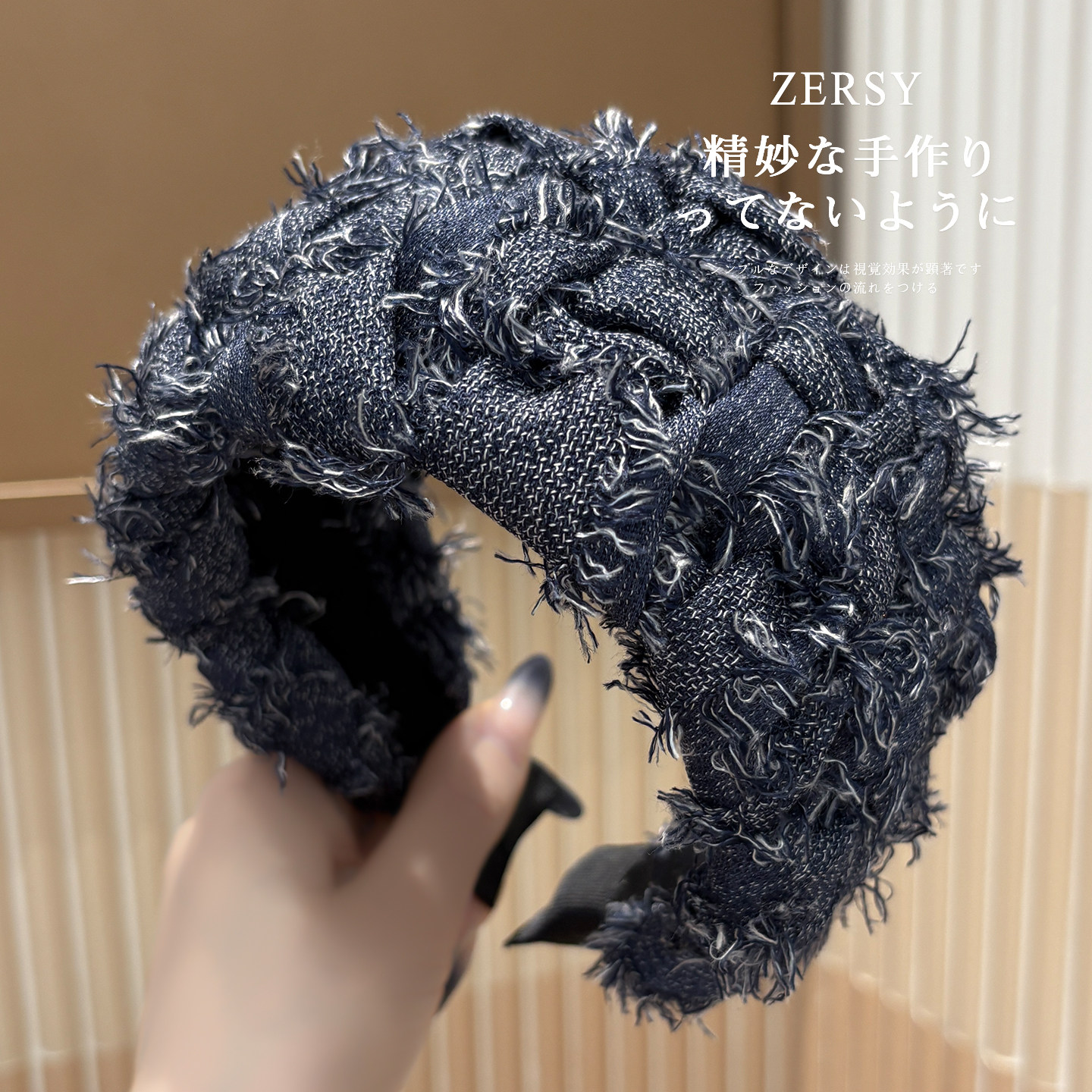 新款复古流苏宽边高颅顶编织发箍