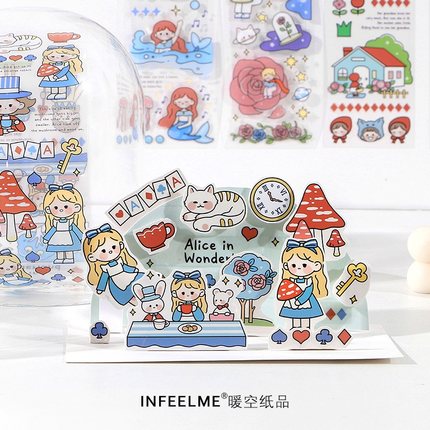 Infeel.me少女心手帐本装饰素材diy手机壳装饰贴纸 大人的童话系列ins风创意可爱卡通PET长条胶带