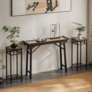 新中式折叠条案桌玄关供桌中堂家用端景台客厅拜拜供奉桌香案神台