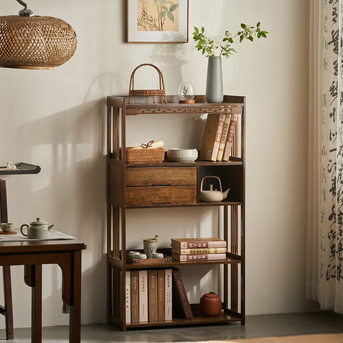 新中式实木博古架茶壶架茶边置物架小型茶叶柜子茶具收纳层架