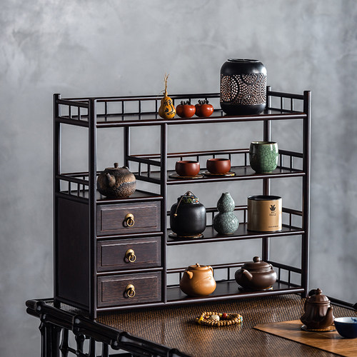 寄家免安装茶具架子桌面博古架