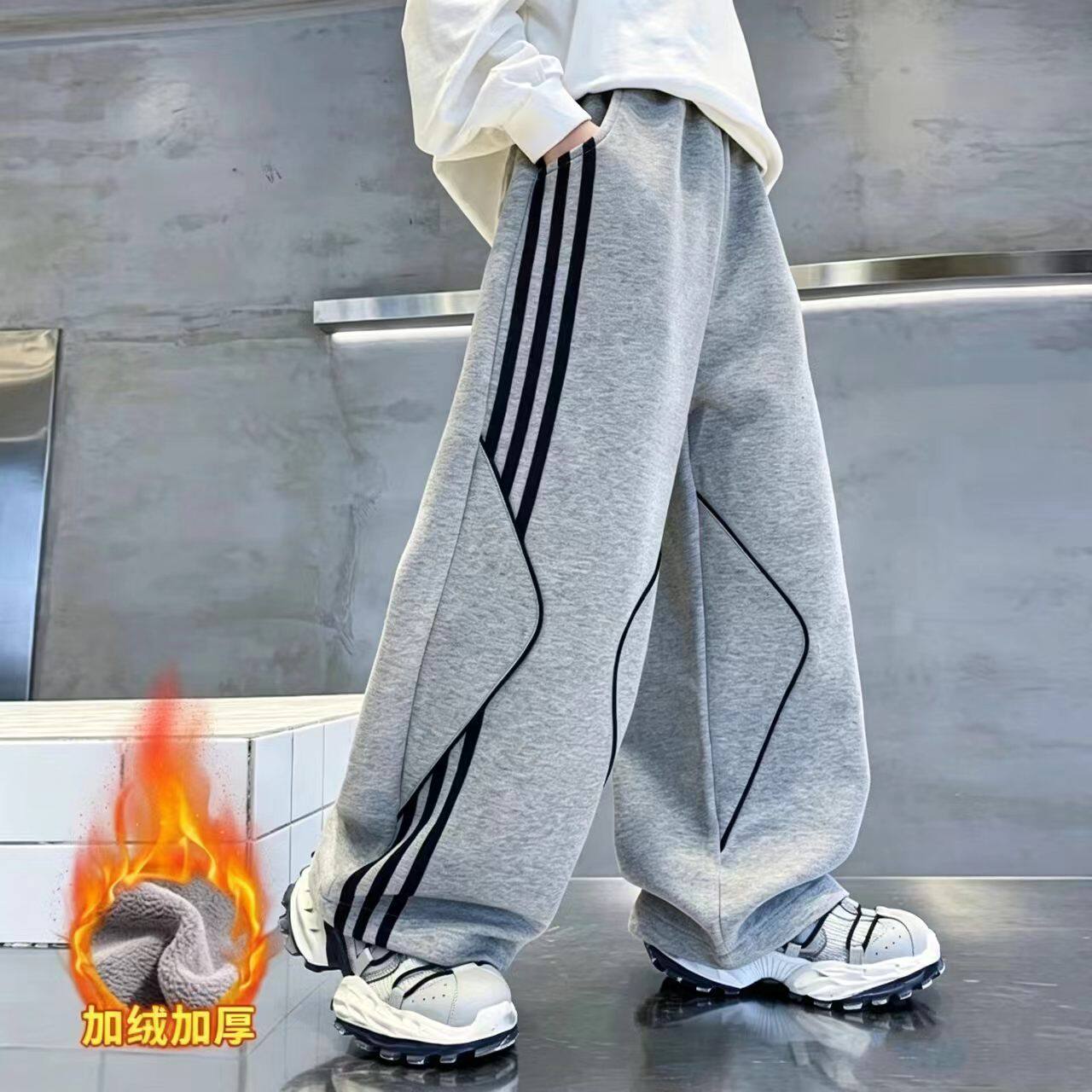 男童秋冬季加绒裤子中大童新款