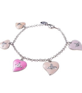 银粉色五桃心双面土星手链 2025