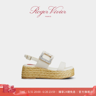 2024夏季 钻扣坡跟凉鞋 新款 Roger Vivier 24期免息 RV女鞋