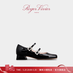 RV女鞋 Vivier Roger Tres 24期免息 Vivier钻扣漆皮玛丽珍鞋