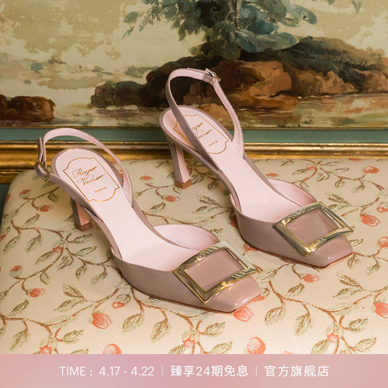 【24期免息】Roger Vivier/2024春夏RV女鞋Trompette金属扣高跟鞋