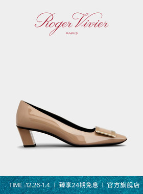 【新年礼物】Roger Vivier/RV女鞋Belle Vivier漆皮方扣高跟单鞋