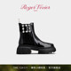 新年礼物 Roger Vivier RV女鞋 Wallaviv饰扣漆皮切尔西靴