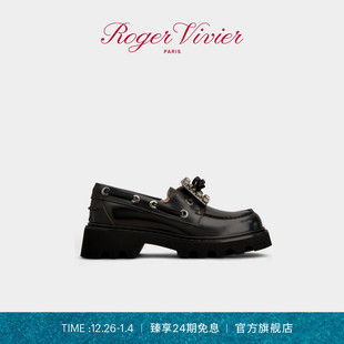 24期免息 Viv Roger 2025秋冬RV女鞋 Rangers皮革船鞋 Vivier