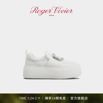 【新年礼物】Roger Vivier/RV女鞋Viv Up皮革休闲小白鞋面包鞋